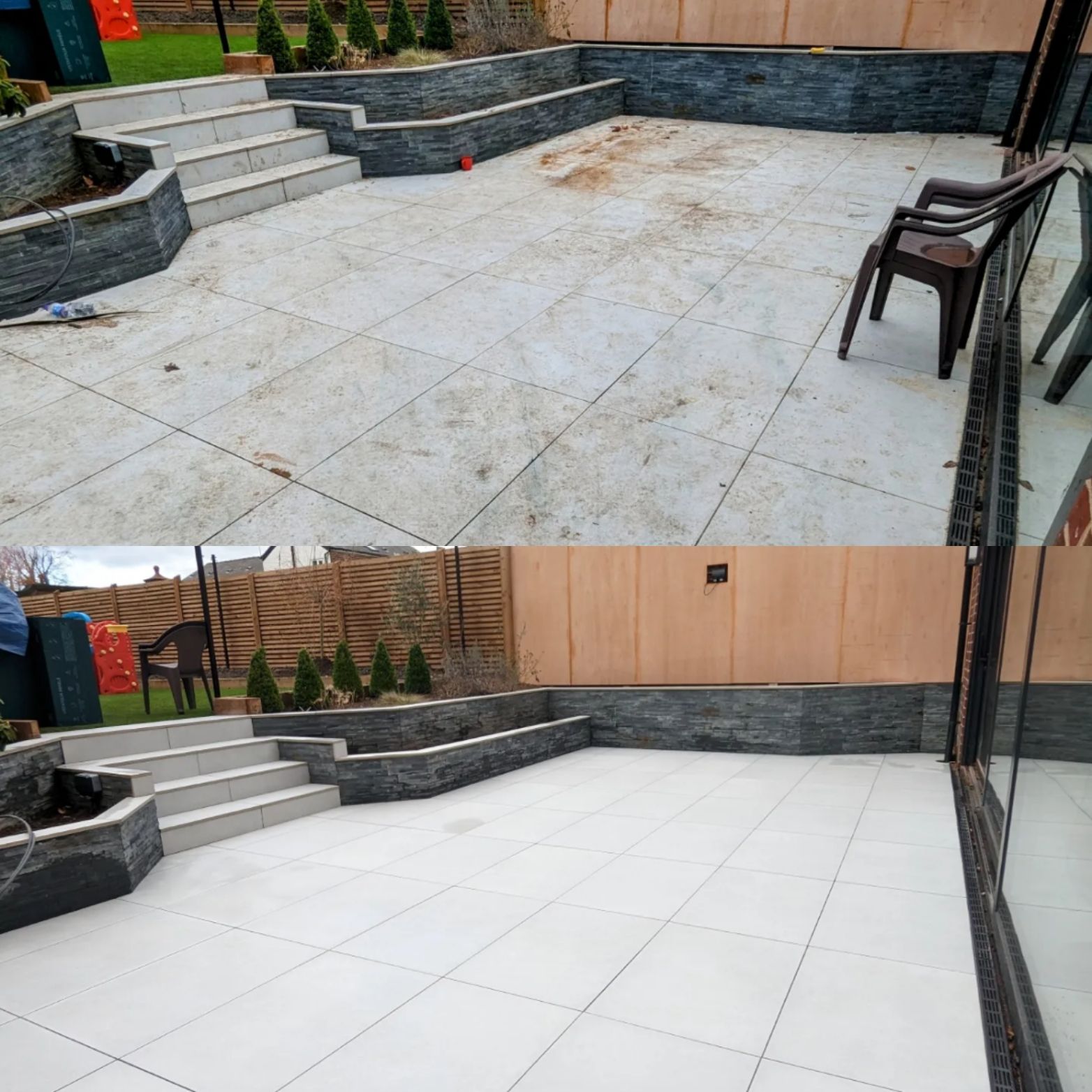 PORCELAIN TILED PATIO DEEP CLEANING IN MANCHESTER, INCLUDING GROUT CLEANING