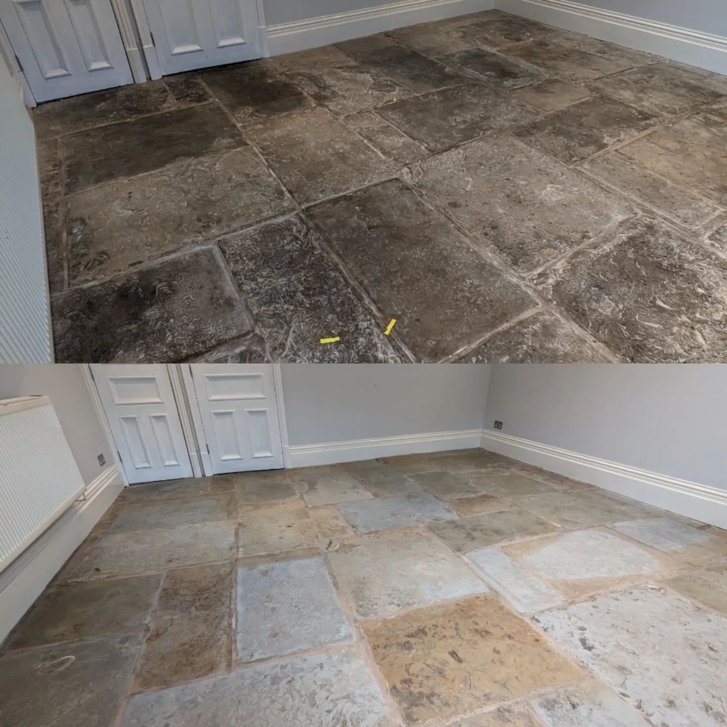 Deep cleaning, milling and sealing a flagstone floor near Bolton, Greater Manchester
