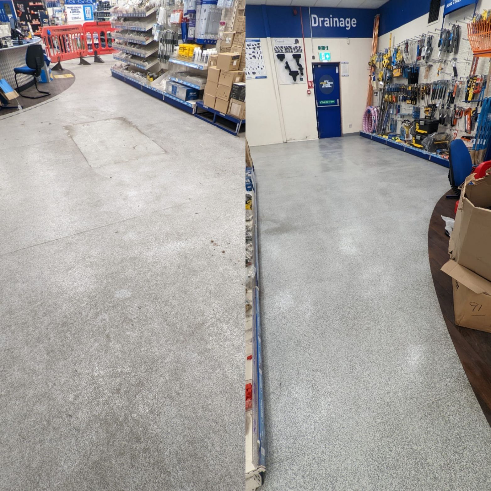 DEEP CLEANING VINYL FLOORING AT A BUILDER'S MERCHANT IN CHESTER