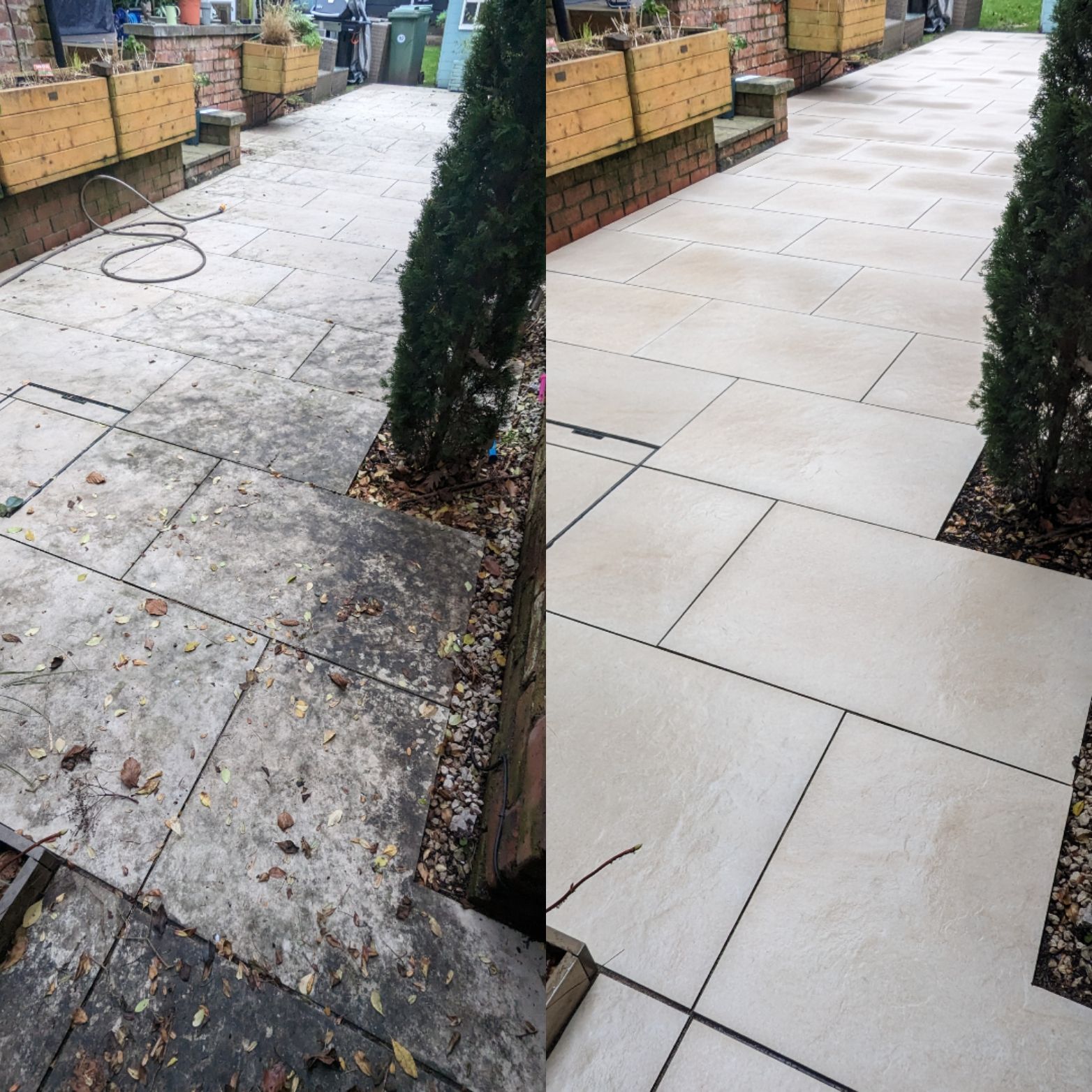 PATIO PORCELAIN TILES AND GROUT DEEP CLEANING AND SEALING IN STOCKPORT, GREATER MANCHESTER