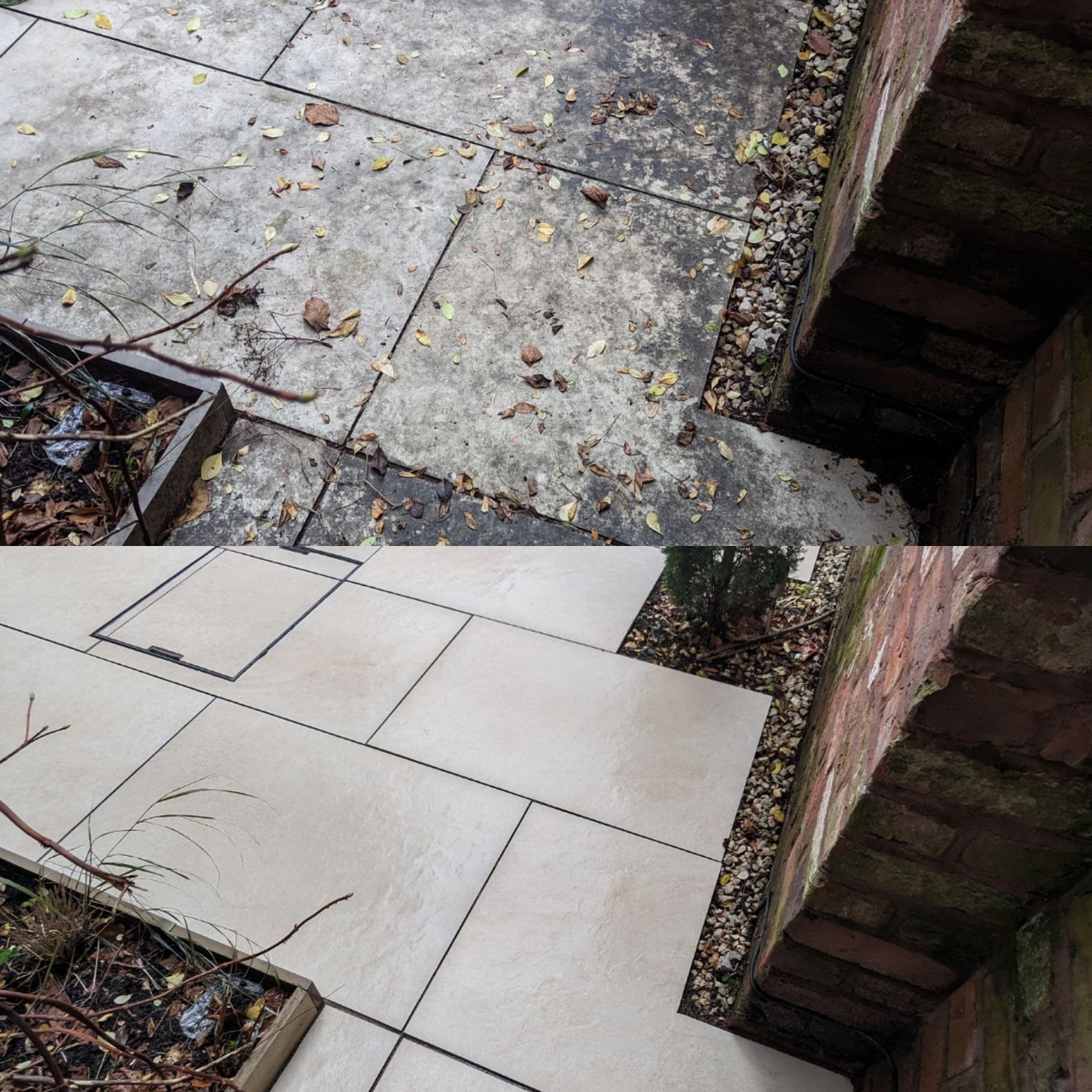 PATIO PORCELAIN TILES AND GROUT DEEP CLEANING AND SEALING IN STOCKPORT, GREATER MANCHESTER