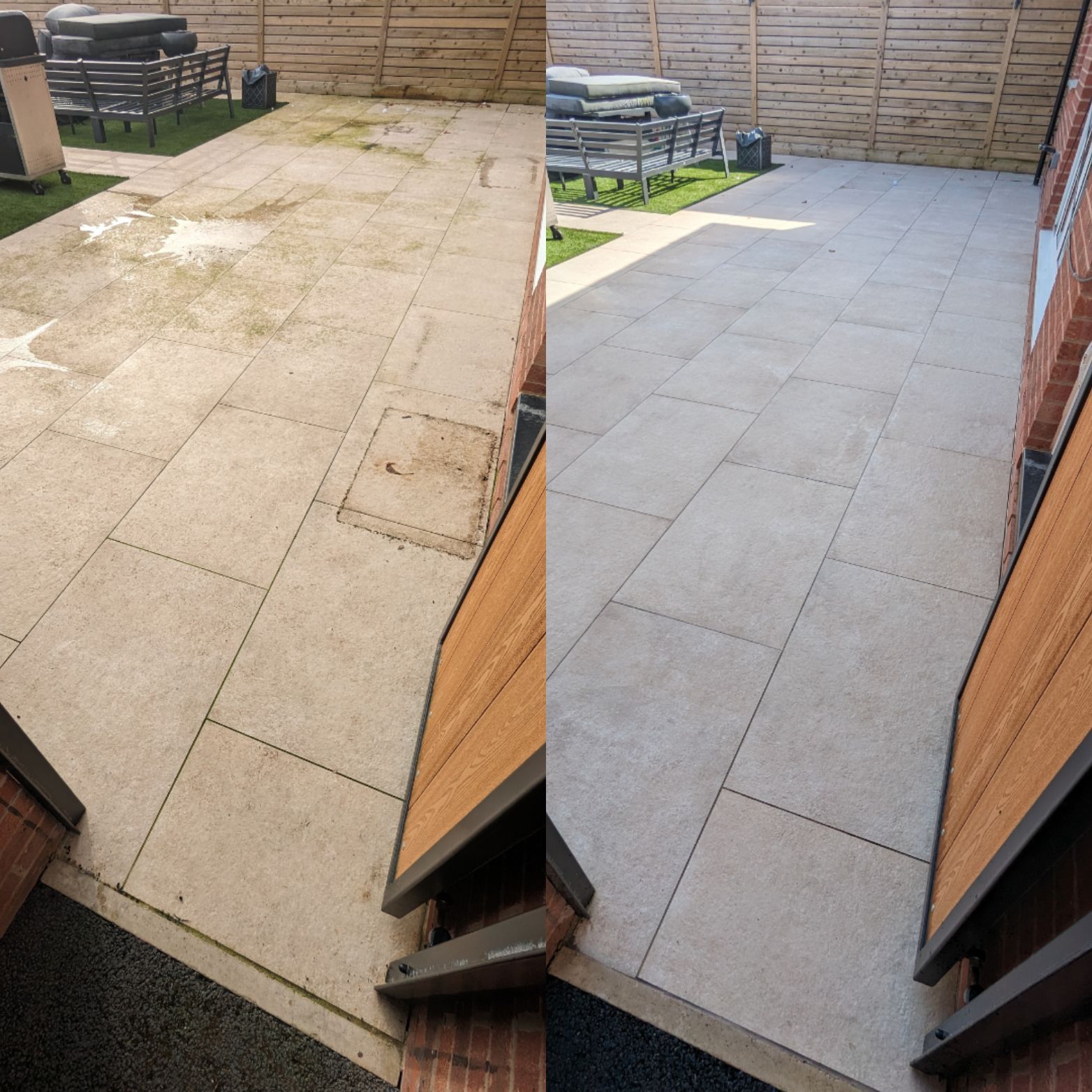 PATIO PORCELAIN TILES AND GROUT DEEP CLEANING AND SEALING IN STOCKPORT, GREATER MANCHESTER