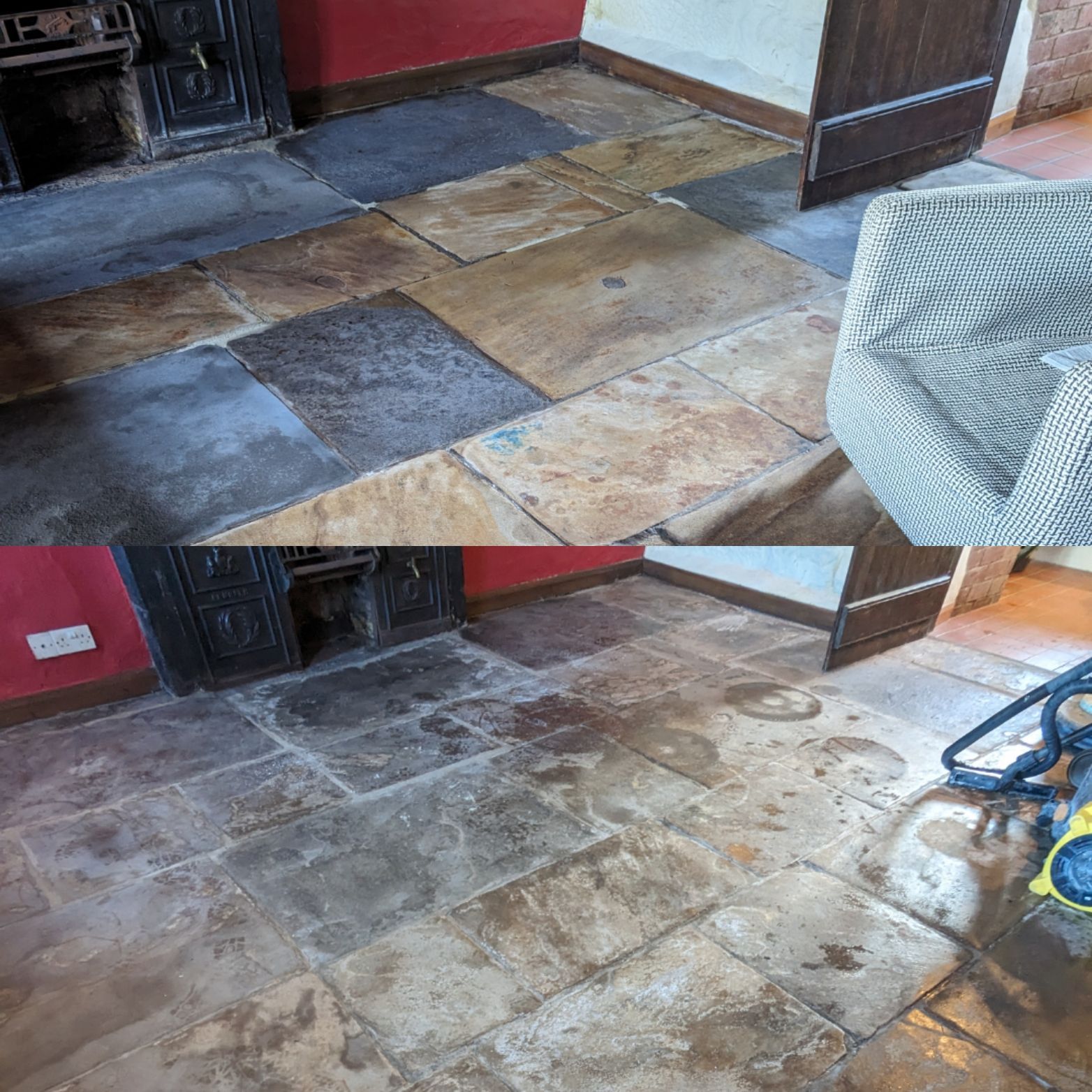 Flagstone floor restoration restoring milling deep cleaning sealing hindley wigan bolton