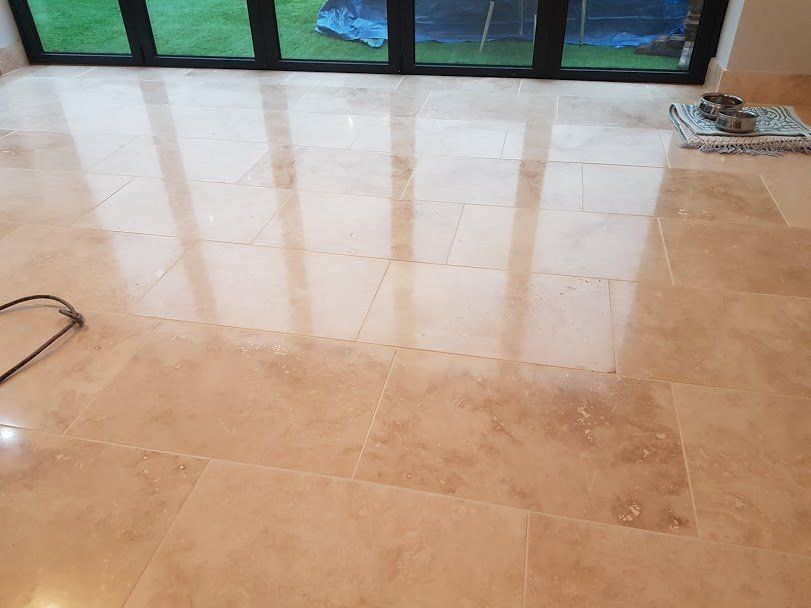 Travertine tile floor polishing and Cleaning