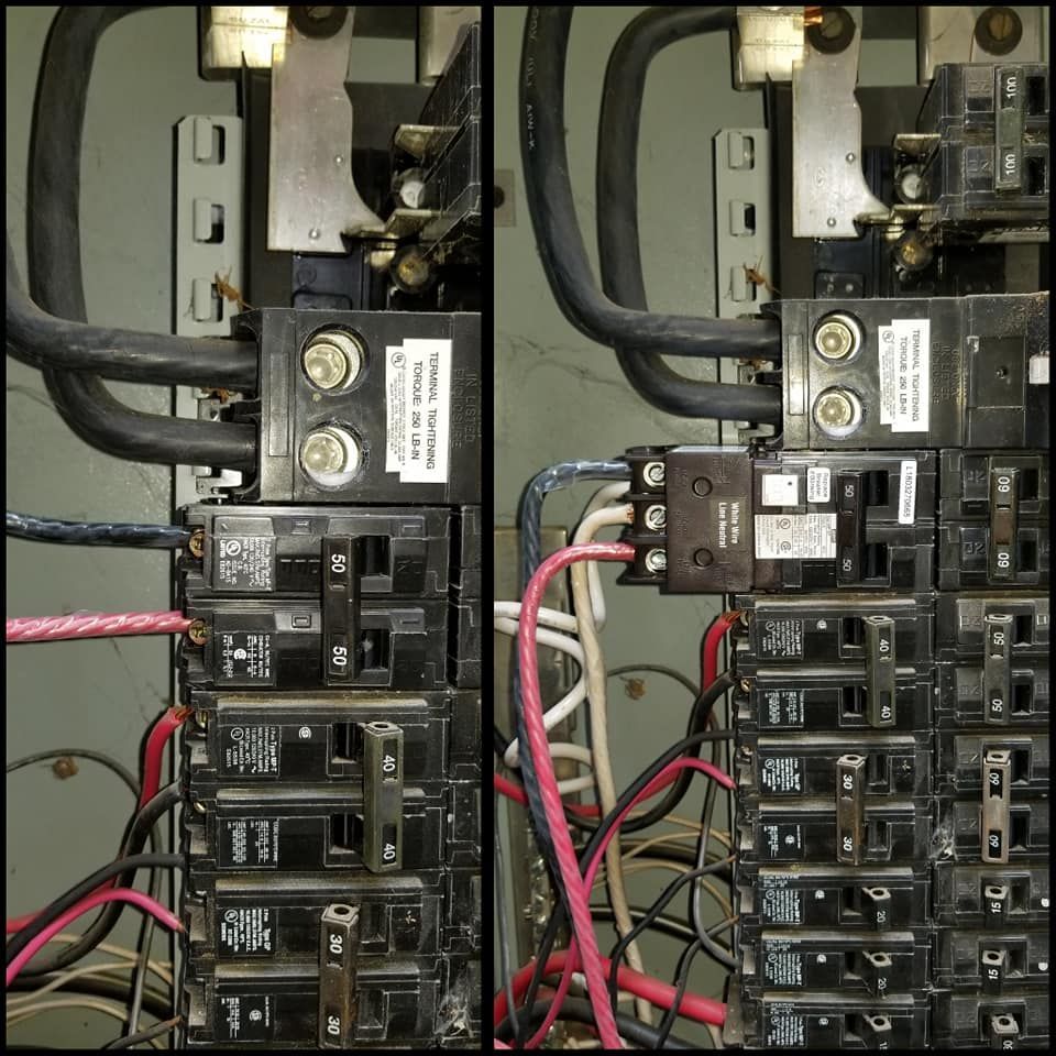 Two pictures of an electrical panel with a label that says ' siemens ' on it