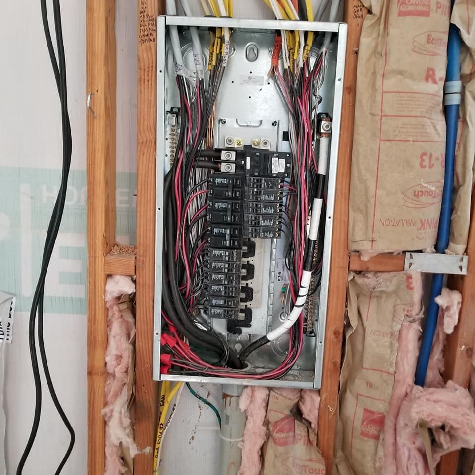 A electrical box with a lot of wires coming out of it