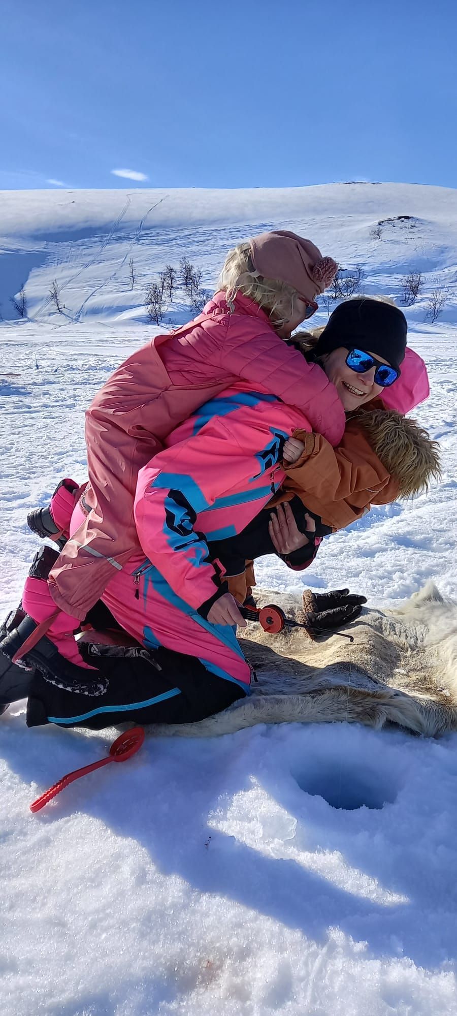 Ice fishing with children