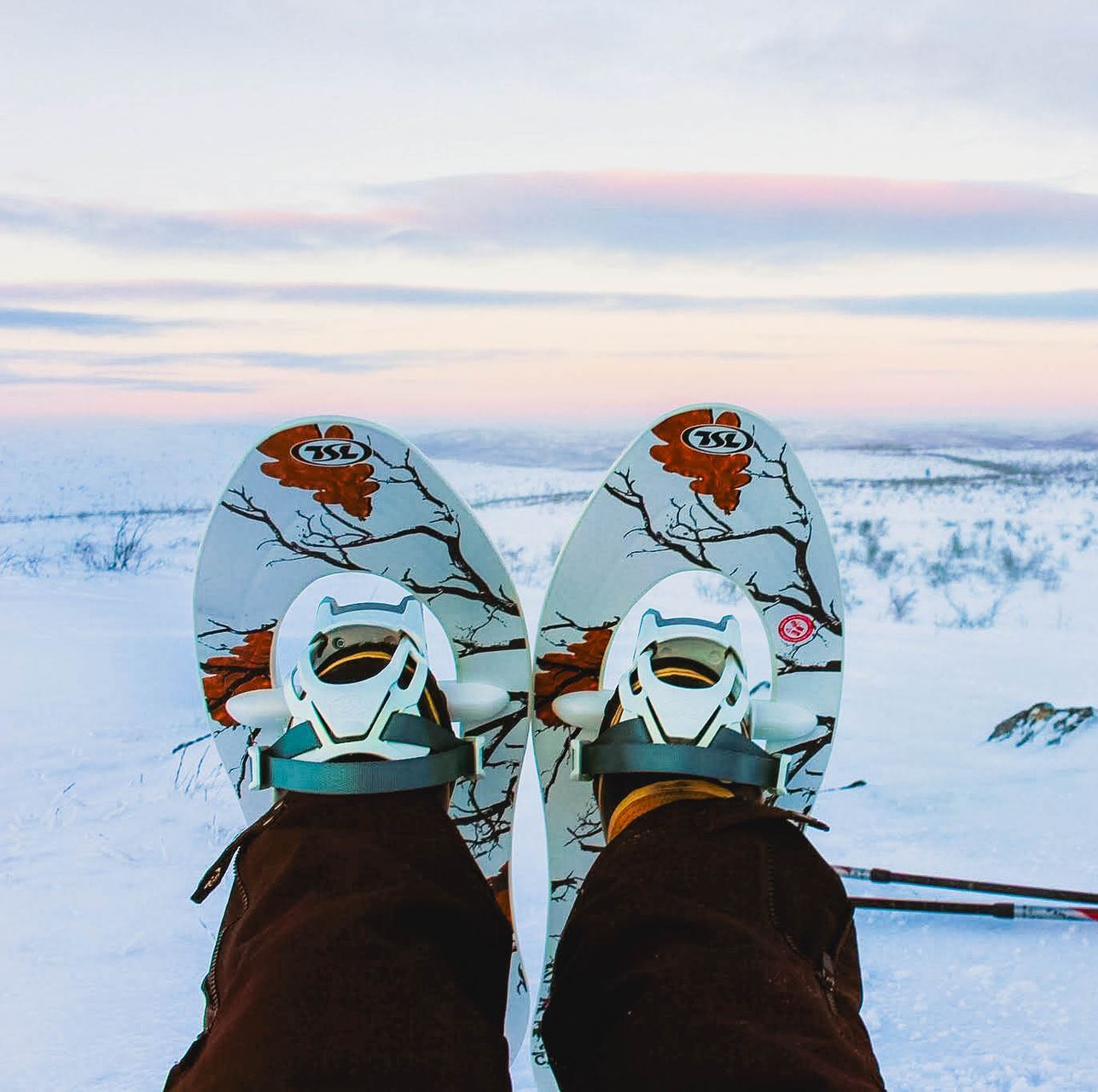Utsjoki Lapland snowy wilderness landscape with snowshoes