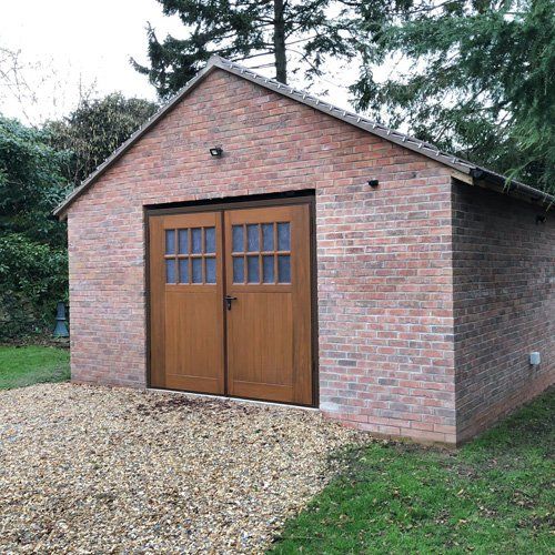 brick shed with double doors