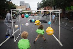Children run through the obstacle course during Concrete Safari's 5th Annual Obstacle race and Active living fair in Harlem on August 29, 2017.