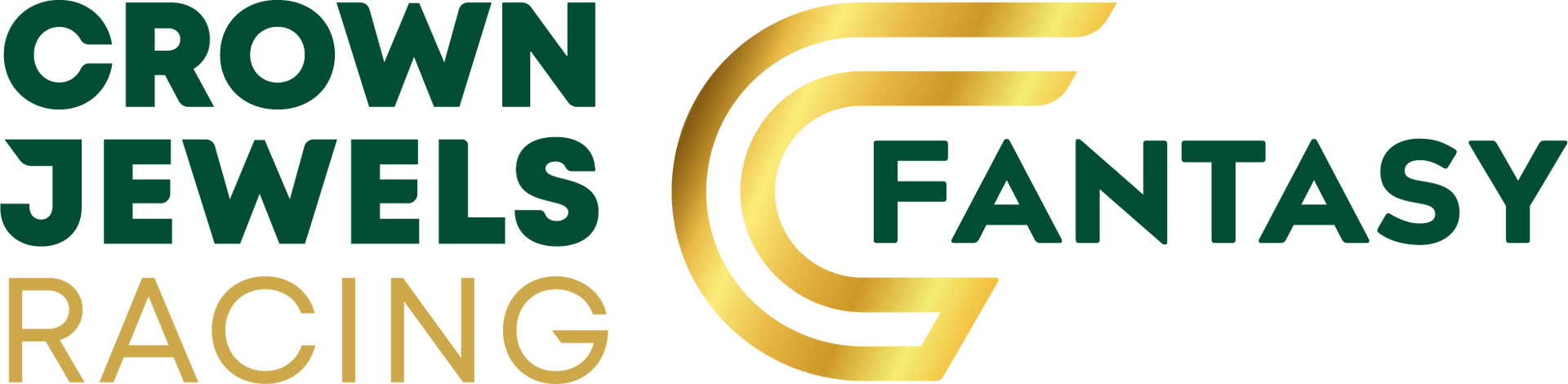 The logo for crown jewels fantasy racing is green and gold.