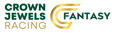 the logo for crown jewels fantasy racing is green and gold