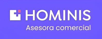 A purple logo for hominis asesora comercial
