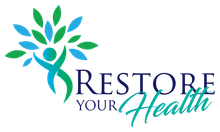 Logo: Person with raised arms under tree, text "Restore Your Health".
