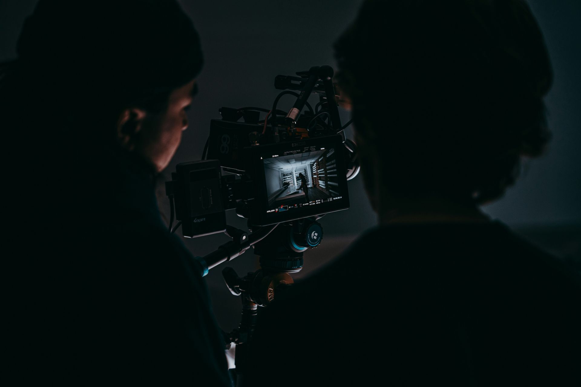 Filmmakers are crafting a brand story video on a professional video production set