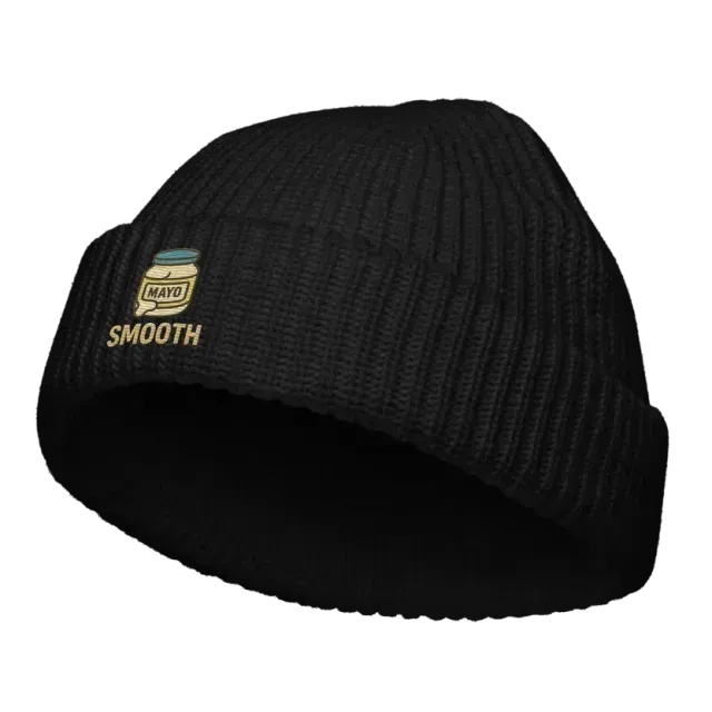 Knit Fisherman Smooth Mayo Beanie Black