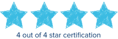 Four blue stars, with 