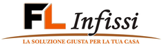FlInfissi logo with black and orange letters and the slogan “La soluzione giusta per la tua casa” beneath.