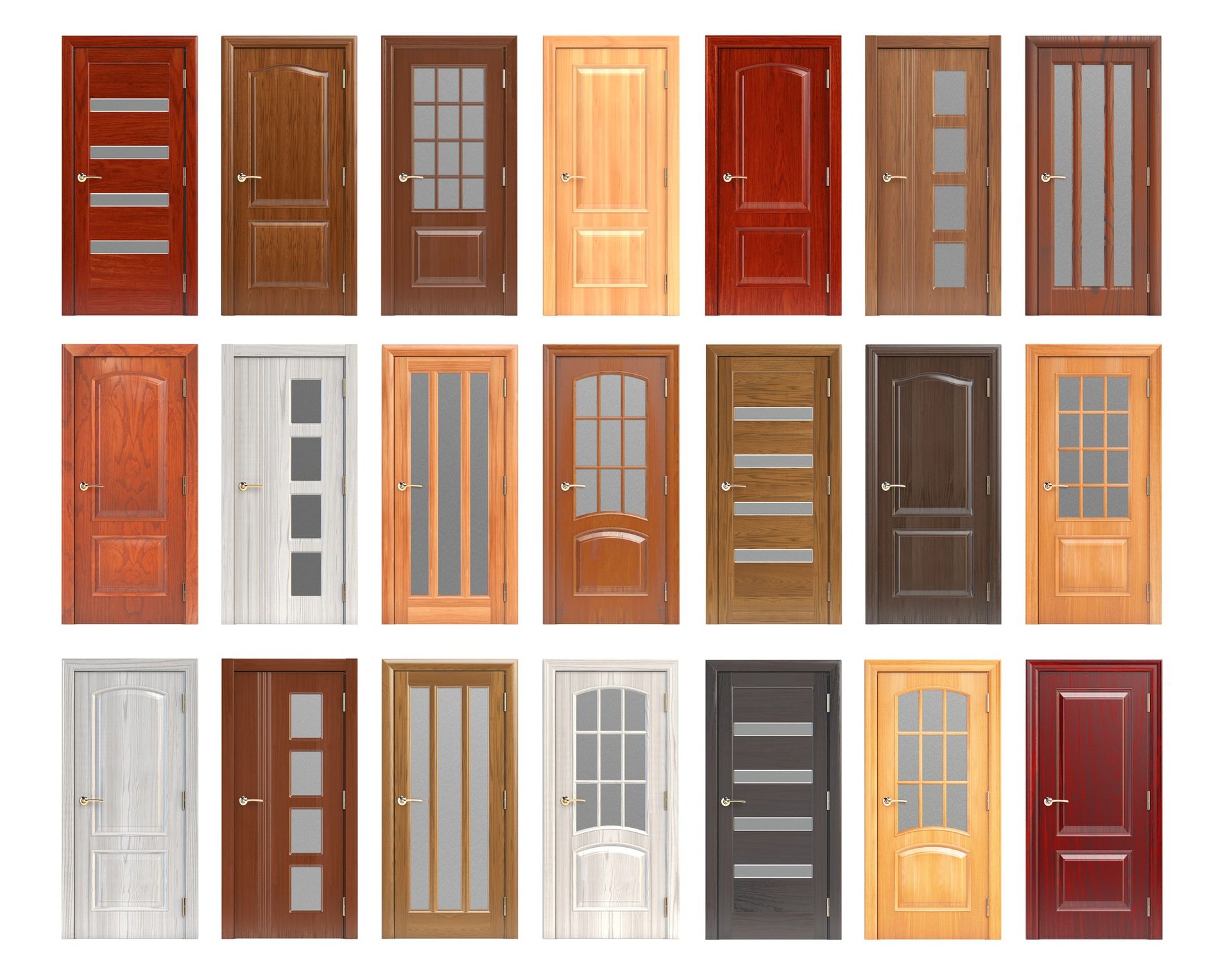 there are many different types of doors in different colors