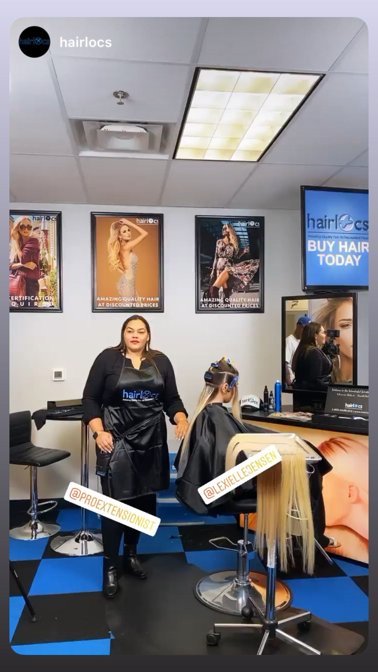 a woman is getting her hair cut in a salon .