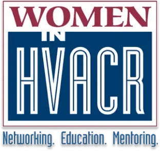A logo for women in hvacr networking education mentoring