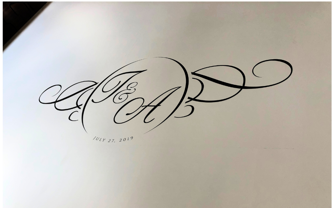 A drawing of the letters a and b on a white surface