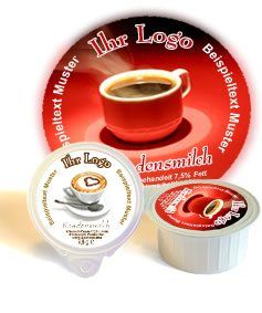 Kaffeesahne-Portionen mit Logo