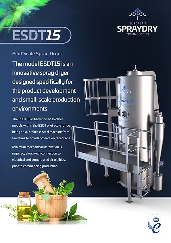 A brochure for a spray dryer designed specifically for the product development and small scale production environments.