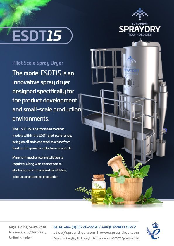 ESDT 15 Pilot Scale Spray Drying