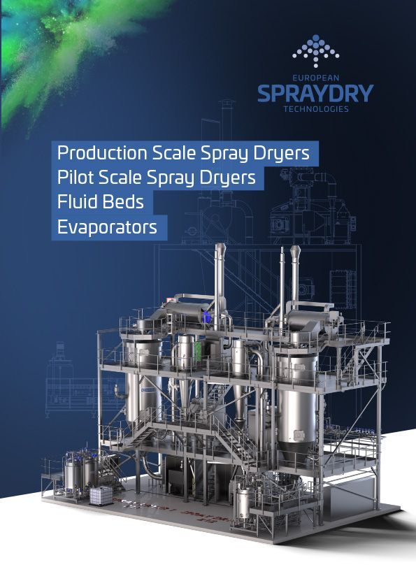 A brochure for production scale spray dryers , pilot scale spray dryers , fluid beds , evaporators.