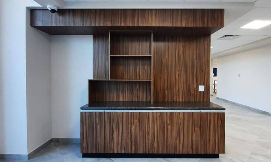 DISEÑO Y PROYECCIÓN - Area de copiado de madera, gabinete para impresora, gabinete para papeleria