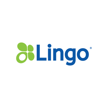 The Lingo logo featuring a green, clover-like icon made of four rounded shapes next to the word "Lingo" in blue.