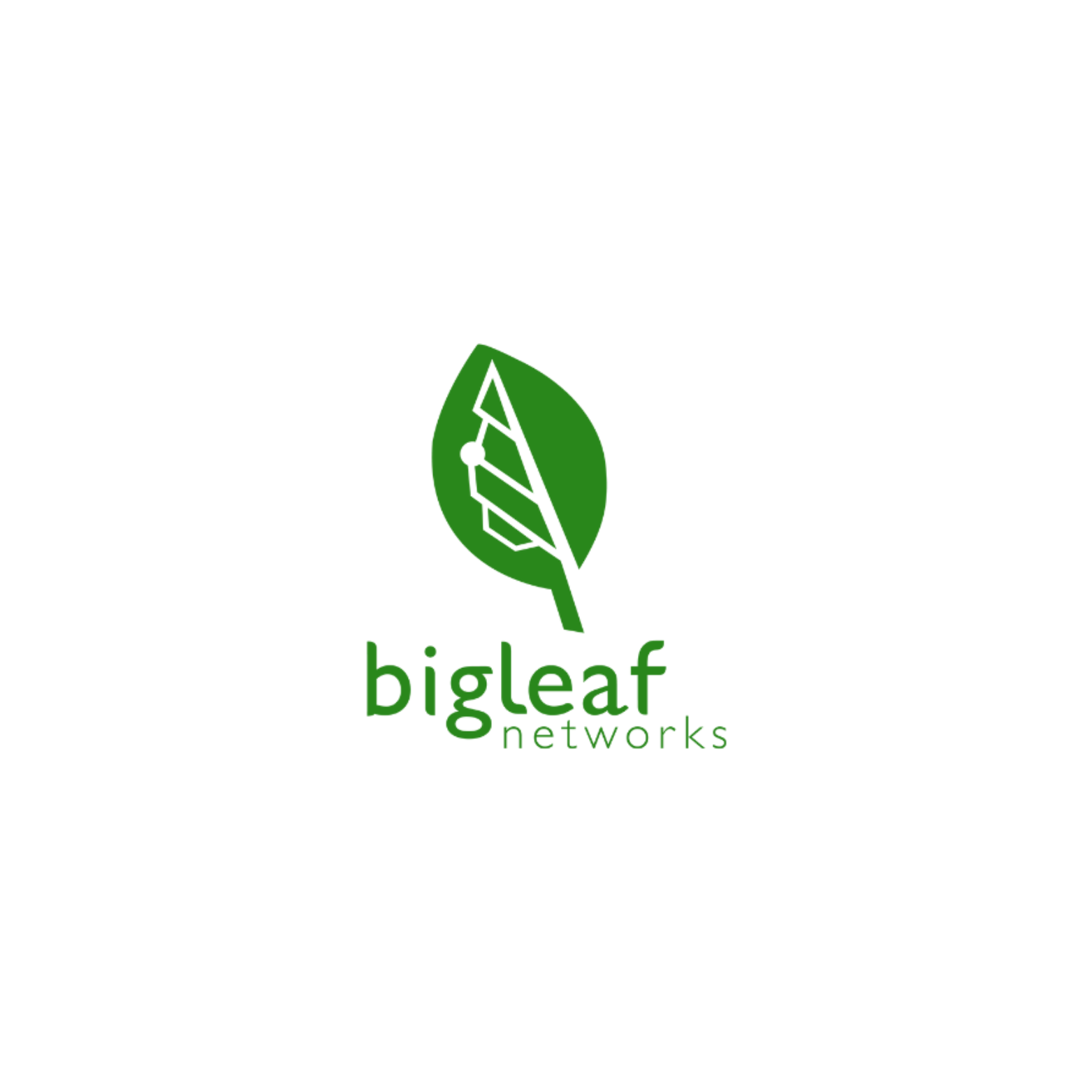 The Bigleaf Networks logo, featuring a green leaf icon with a white geometric line pattern inside, on a white background.