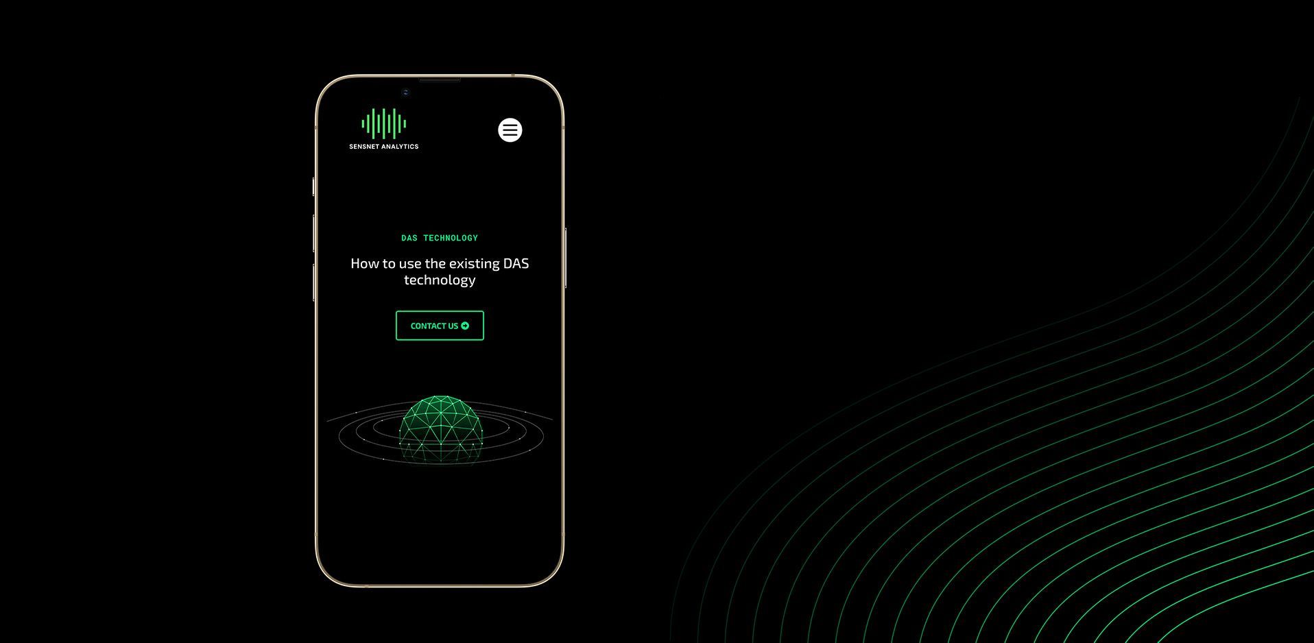 Iphone på sort bakgrunn med nettside. Mockup.