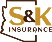 S&K Insurance logo in gold and brown with an outline of Pennsylvania state shape