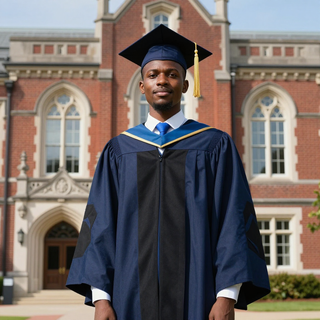 Victoria Falls graduate, celebrating study abroad success with Prestige Scholar.