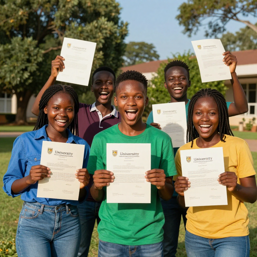 Kwekwe students holding academic certificates, celebrating study abroad achievements with Prestige Scholar guidance