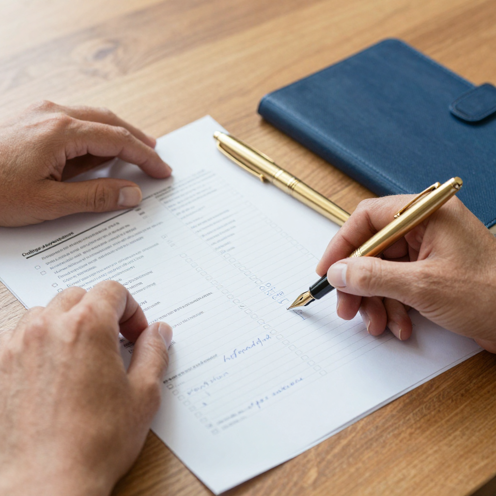 Student in Victoria Falls writing scholarship and study abroad forms