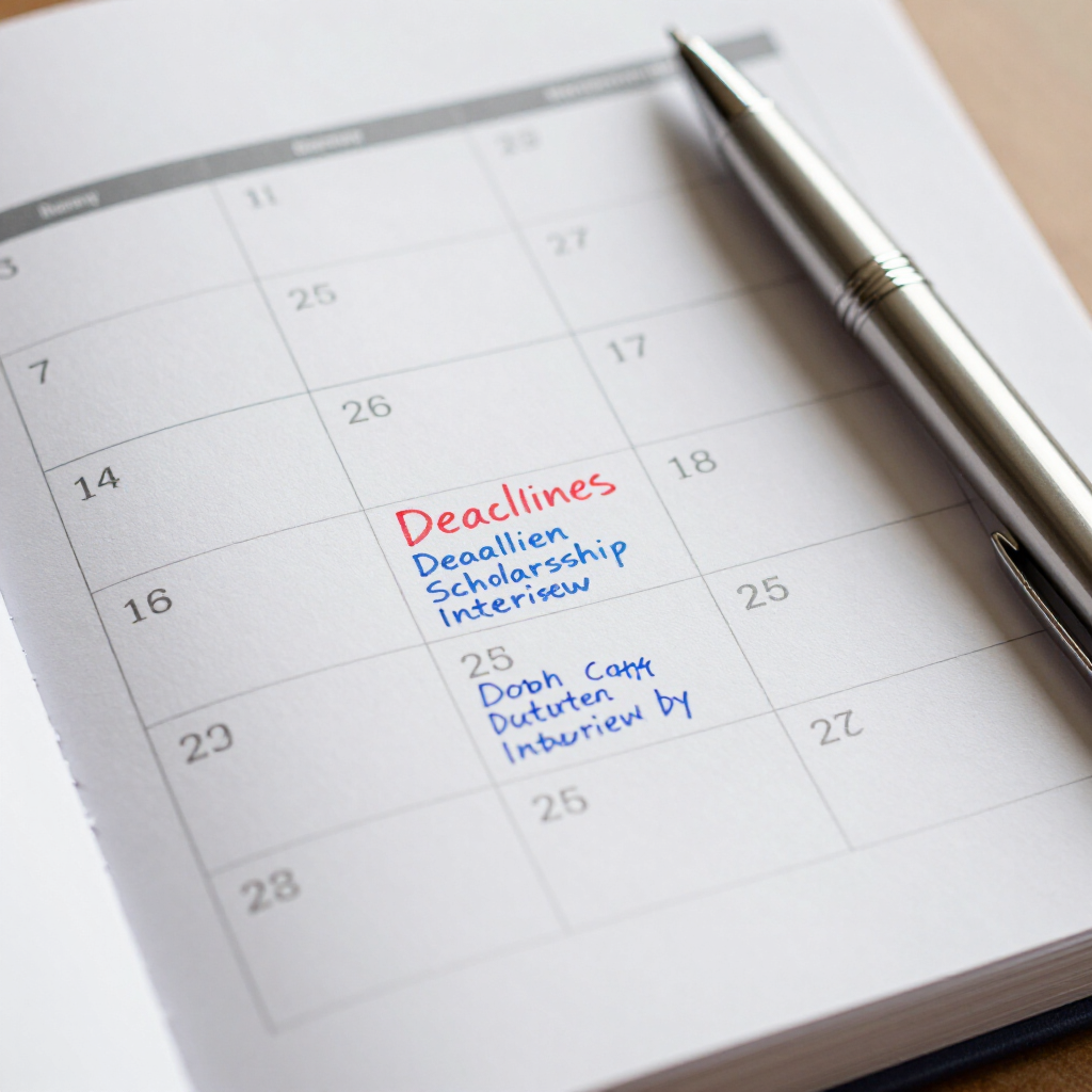 scholarship deadlines and notes, helping Victoria Falls students plan study abroad applications with Prestige Scholar.