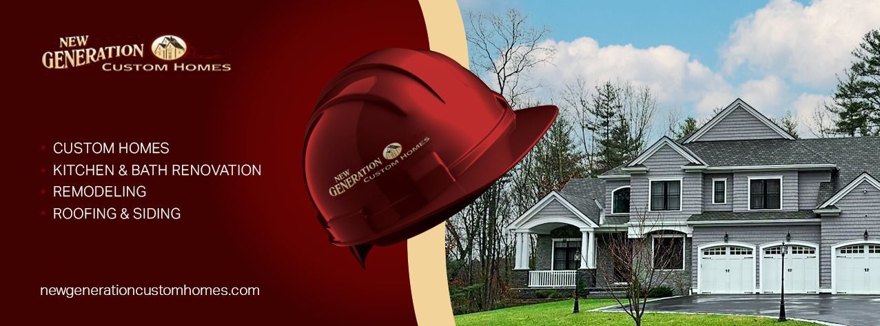 A red hard hat is sitting in front of a house.