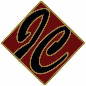 A red and black logo with the letter c on it