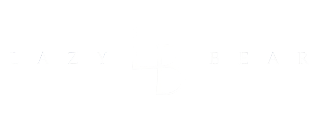 The white text logo "LAZY BEAR" centered on a solid black background.