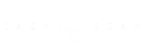 The white text logo "LAZY BEAR" centered on a solid black background.