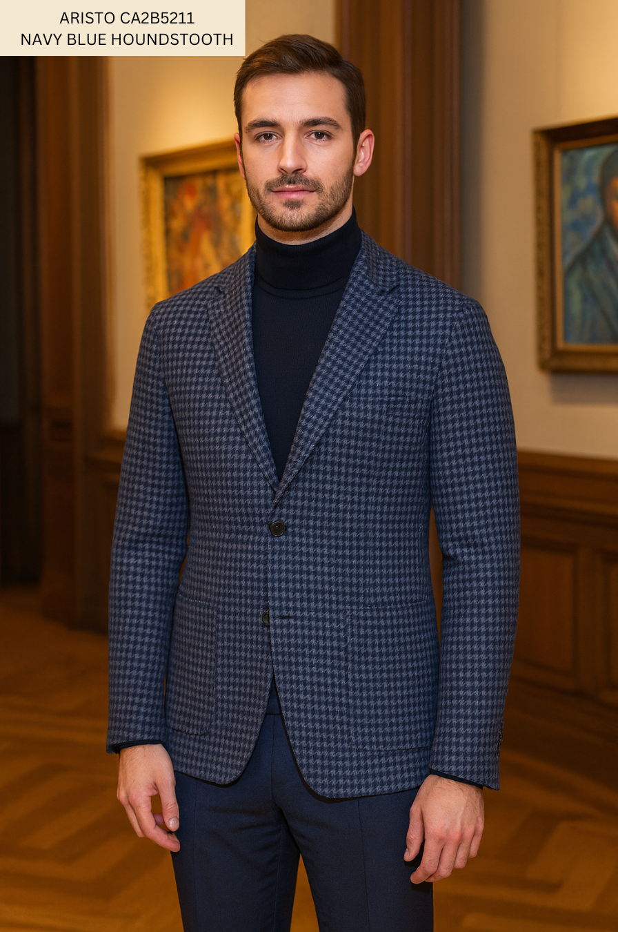 Paul Betenly Navy Blue Houndstooth Sportscoat