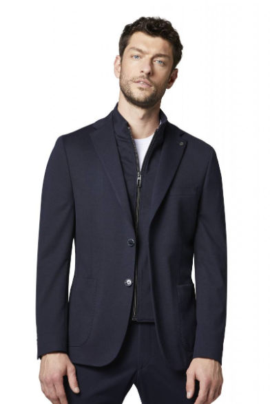 Digel Giacca blu in jersey modern fit digel con pettorina staccabile