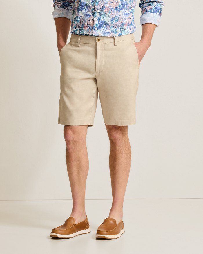 Tommy Bahama Latigo Beach Linen-Blend Flat-Front 10-Inch Shorts