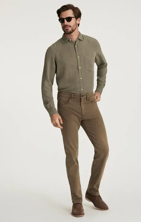 34 Heritage Courage Straight Leg Pants in Lizard Green Twill