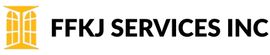 Logo for FFKJ Services Inc, featuring a stylized yellow window icon and white text on a blurred background.