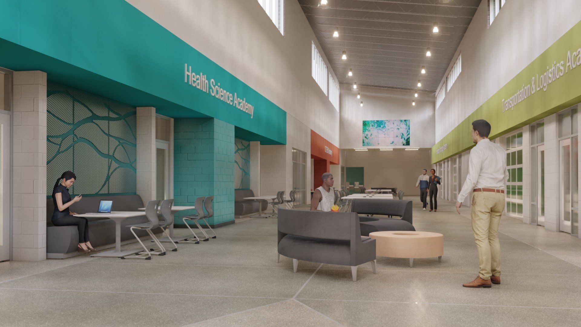 an artist 's impression of the lobby of a hospital .