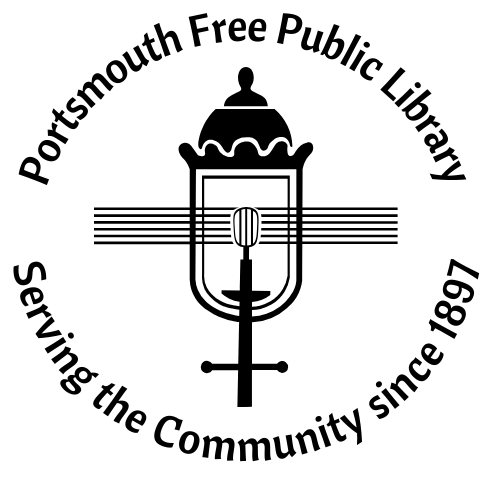 The logo for the portsmouth free public library serves the community since 1897.